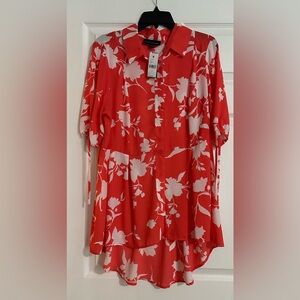 NWT Lane Bryant Women’s button down high-low floral shirt - Size 14